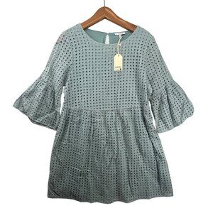 JODIFL Blue Eyelet Mini Dress